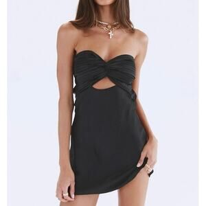 Princess Polly Shellie Black Satin Cutout Mini Dress NWT Party Club Formal 6